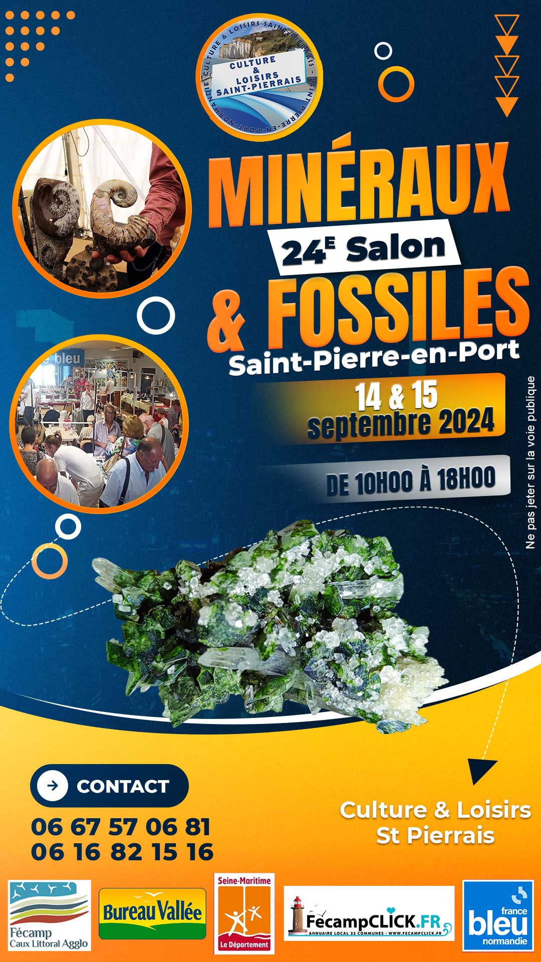 24e salon minéraux et fossiles 14 et 15 septembre 2024 Saint-Pierre-en-Port